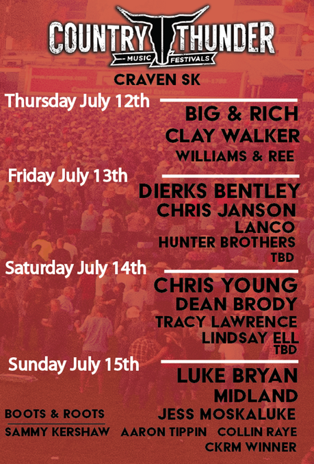 Country Thunder Music Festival 2018, Craven Lineup Preview