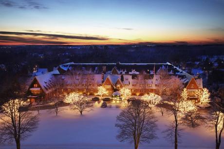 An Aerial Shot of The American Club at Kohler in the Winter-keep fit in the winter