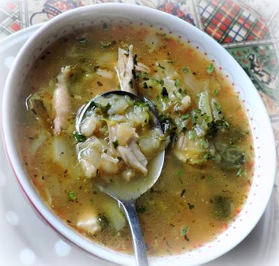 Roast Chicken Soup with Barley, Parsnips & Cabbage