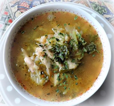 Roast Chicken Soup with Barley, Parsnips & Cabbage