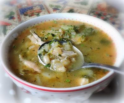 Roast Chicken Soup with Barley, Parsnips & Cabbage