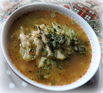 Roast Chicken Soup with Barley, Parsnips & Cabbage