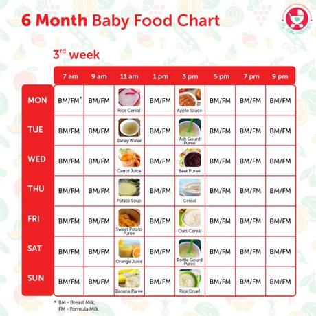 6 Months Baby Food Chart – with Indian Recipes - Paperblog