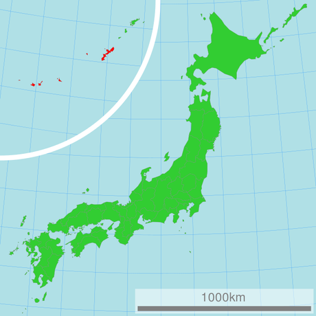 Location of Okinawa Tokyo=Metropolis