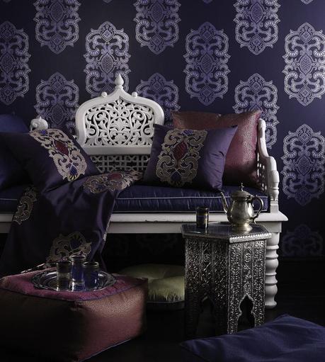 Empress Wallpaper in Dark Violet and Amethyst by Matthew Williamson for Osborne & Little