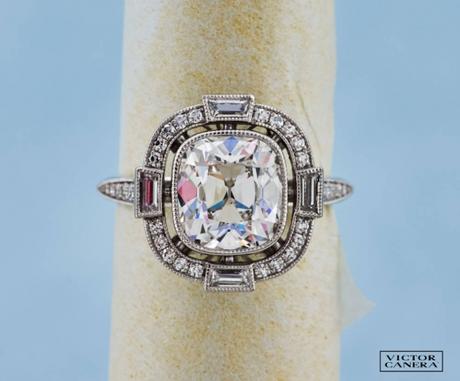 Victor Canera Antique Cushion Cut in French Cut Halo for CarbonFan