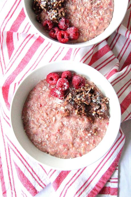 Raspberry and Coconut Porridge | Vegan Breakfast Recipe