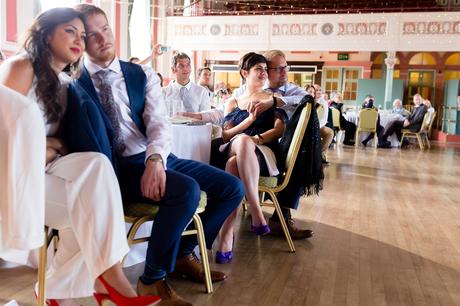 A fun Yorkshire Wedding loved up couples watching first dance