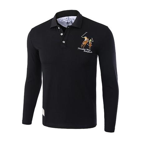 black long sleeve polo shirts for men