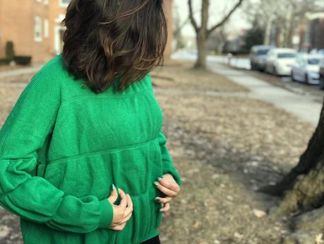 OOTD: Green Puffy Sleeve Sweater