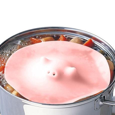 Image: Marna Pink Piggy Steamer | Silicone-made multipurpose lid can be placed directly over ingredients in a pot to help them cook evenly