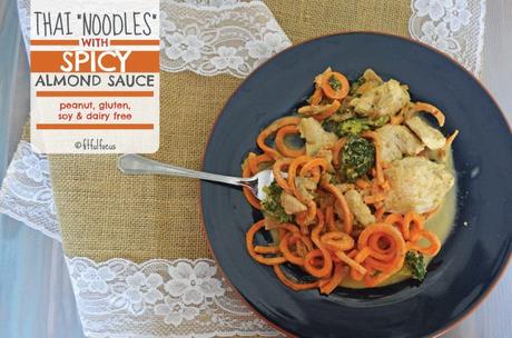 Thai “Noodles” with Spicy Almond Sauce (gluten, peanut, soy and dairy free)