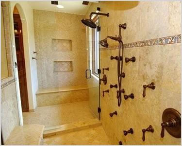 double shower mediterranean bathroom los angeles