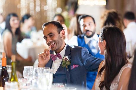 St Stephens Hampstead Wedding Photography groom laughing during speeches