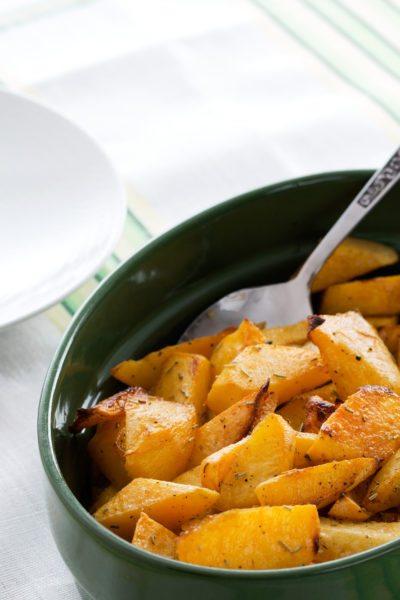 Oven-baked rutabaga wedges