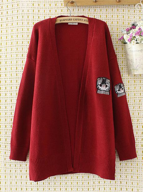 red cardigan sweater