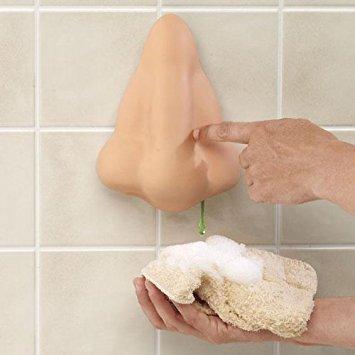 Image: Funny Nose Gel Dispenser | A wacky, gross and funny dispenser | Just press the nose, and gel oozes out of the right nostril