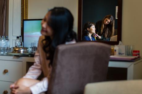 Preston Court Wedding Photography bride preparation photo in mirror