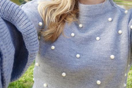 Pearl Beading Tiered Ruffle Sleeve Jumper Pearl Beading Tiered Ruffle Sleeve Jumper