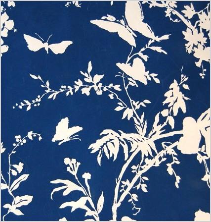 navy and white butterfly and floral