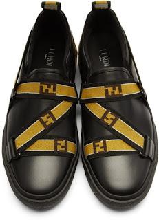 Strapped In For Takeoff:  Fendi Black Logo Strap Sneaker