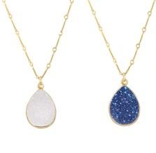 Everyday Sparkle By Peggy Li | Teardrop Druzy Necklace – White Or Blue