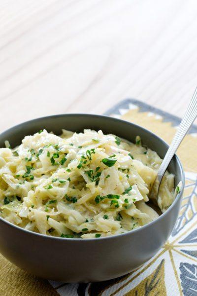 Creamed green cabbage