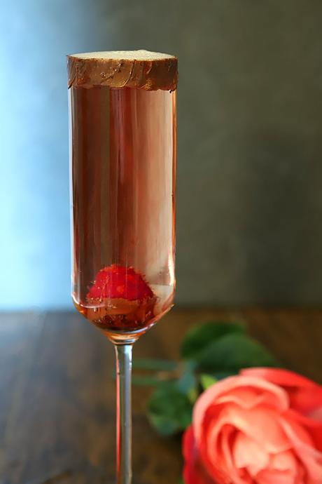 Raspberry and Chocolate Sparkling Rosé Cocktail