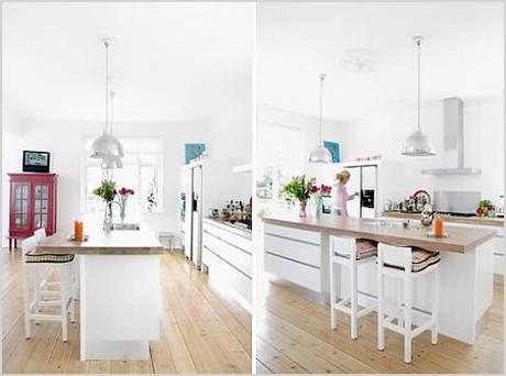 white danish home with colors
