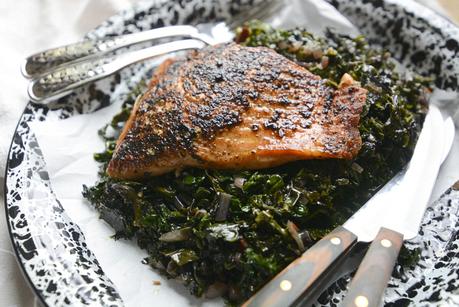 pan seared salmon & fresh greens