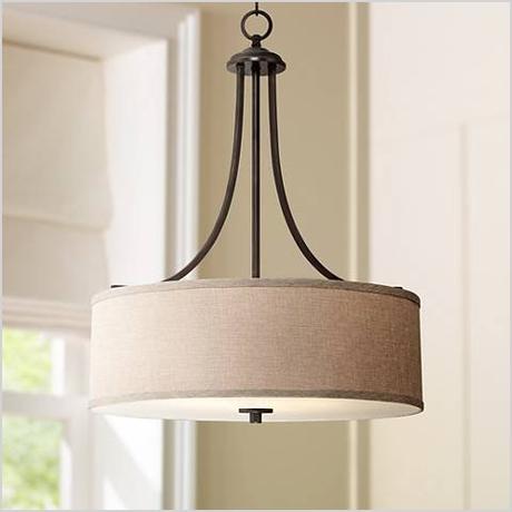 la pointe 19 and one half inch wide oatmeal linen shade pendant light 3c051
