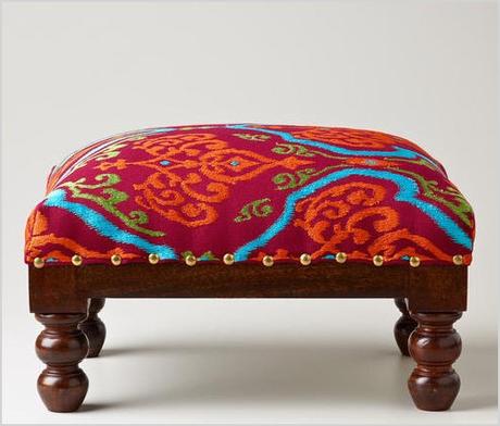 rectangular embroidered upholstery footstool eclectic footstools and ottomans