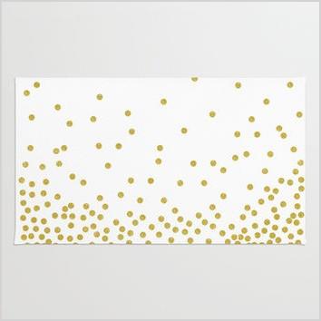 gold polka dot area throw rug by cafelab