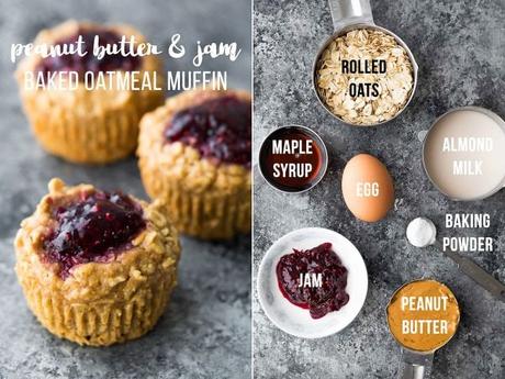Easy baked oatmeal breakfast muffins are a delicious meal prep breakfast or snack on the go. They are easily made gluten-free and vegan, are freezer-friendly, and are customized with seven different flavor variations so you'll never get bored! #sweetpeasandsaffron #mealprep #oatmeal #muffin