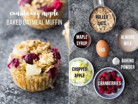 Easy baked oatmeal muffins with applesauce are a delicious meal prep breakfast or snack on the go. They are easily made gluten-free and vegan, are freezer-friendly, and are customized with seven different flavor variations so you'll never get bored! #sweetpeasandsaffron #mealprep #oatmeal #muffin