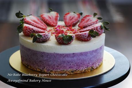No-Bake Blueberry Yogurt Cheesecake 免烤蓝莓优格芝士蛋糕