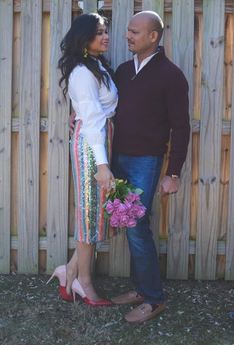 valentines day wityh family, valentines after 30, valentines with kid, valentines day family photoshoot, outdoor photoshoot, valentines day outfit, family pic, sequin skirt, pink tulle skirt outfit, fashion, lifestyle, plated food, the bouqs flower