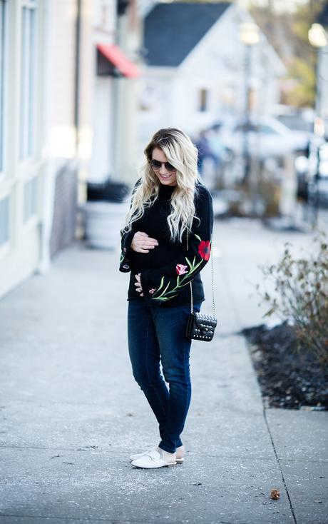 An embroidered floral sweater is the perfect way to transition your wardrobe from winter to fall! 
