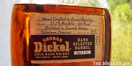 George Dickel Single Barrel 7234K1002 Label