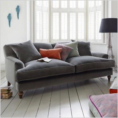 grey velvet sofa