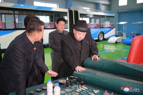 KJU Visits Pyongyang Trolley Bus Factory