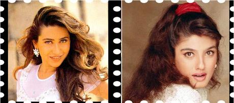 curled and blow dried hairstyles in 1990 bollywood