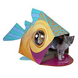 Image: Kitty City Bubble Window | Cat Scratcher House | Cat Cubby | Large Scratcher with Catnip | ideal spot for your fish-obsessed cat to play and relax