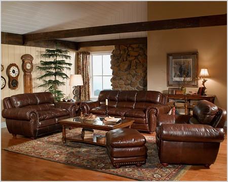 trend living room decorating ideas with brown leather furniture