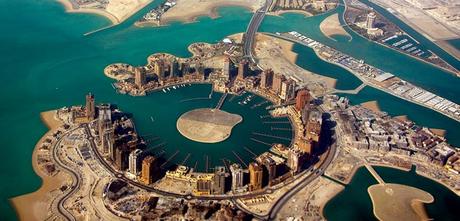 Gulf Jobs for Indians - An aerial view of The Pearl-Qatar, located in Doha. This is expensive real estate!