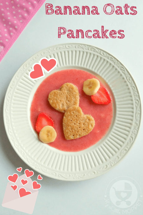 This Valentine's Day, give your toddler a healthy and cute breakfast with these heart shaped banana oats   pancakes!