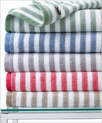 lacoste bath towels casual stripe collection traditional bath towels