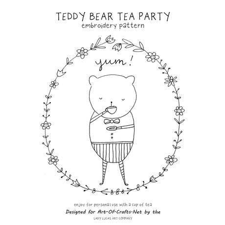 Teddy Bear Tea Embroidery Pattern Teddy Bear Tea Embroidery Pattern