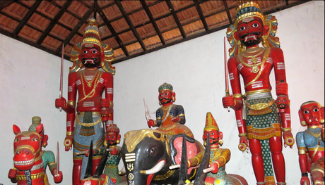 Miscellaneous wooden idols at the Mekkikattu temple