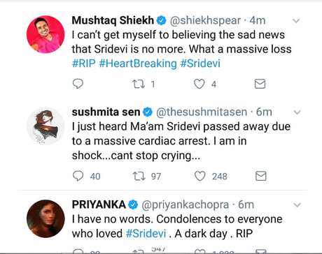 Bollywood Actors Reacted To Sridevi’s Untimely Death!